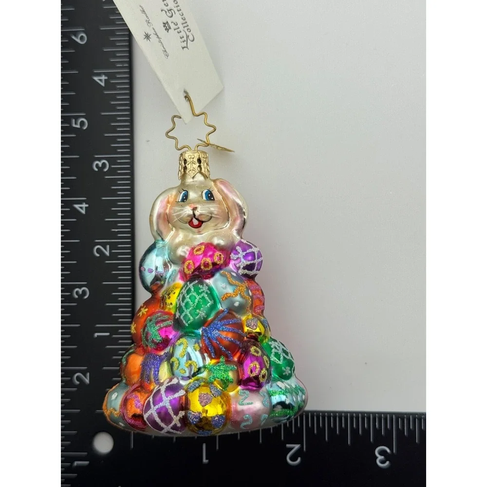 Christopher Radko High Roller Ornament Easter Bunny Rabbit Eggs‎ Little Gem